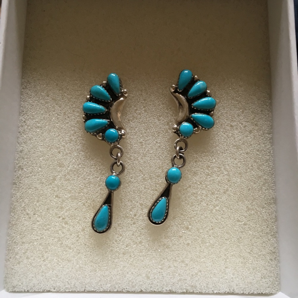 Sterling Silver Real Turquoise Earrings